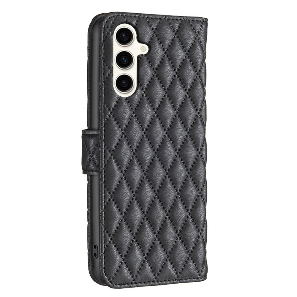 BINFEN COLOR BF Style-14 For Samsung Galaxy S24 FE Case Rhombus Grid Leather Protection Phone Cover