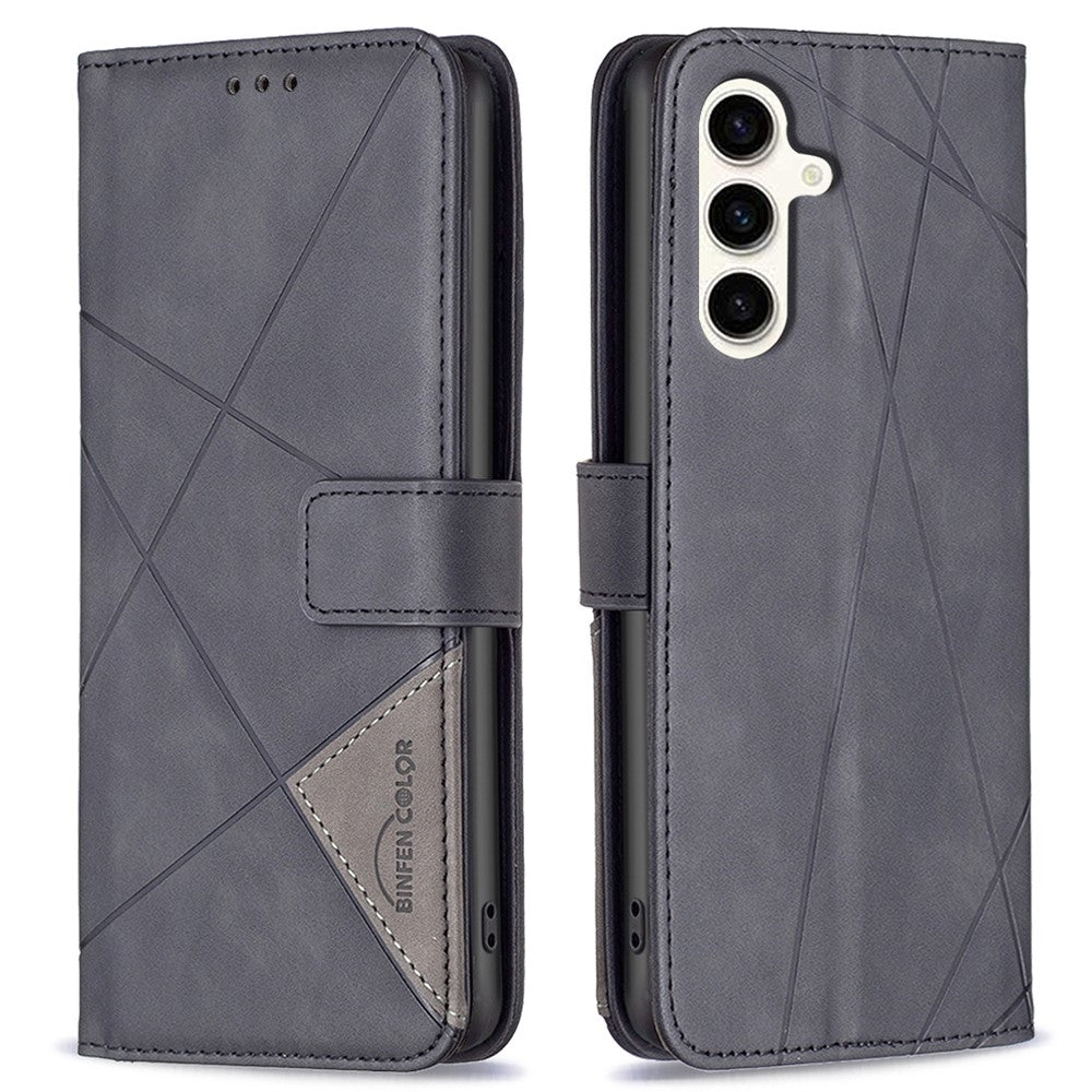 BINFEN COLOR-mobilcover til Samsung Galaxy S24 FE, pung-etui med geometrisk præget læder