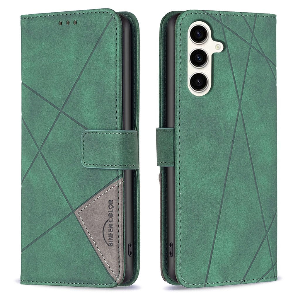 BINFEN COLOR-mobilcover til Samsung Galaxy S24 FE, pung-etui med geometrisk præget læder