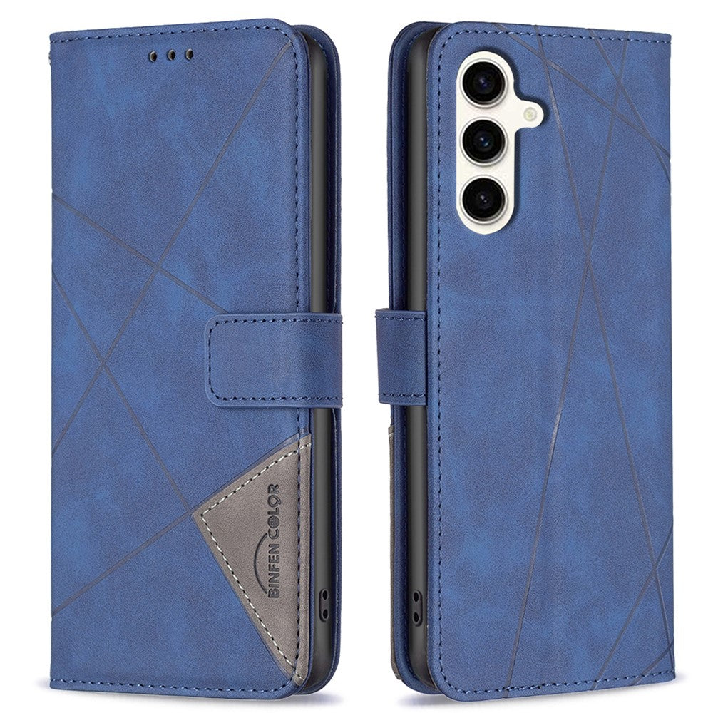 BINFEN COLOR For Samsung Galaxy S24 FE Phone Cases Wallet Stand Geometry Imprint Leather Cover