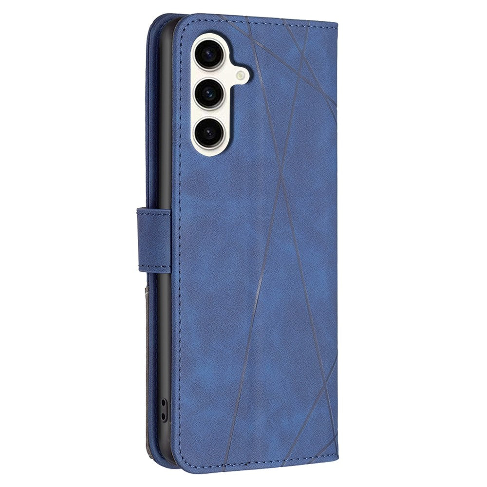 BINFEN COLOR For Samsung Galaxy S24 FE Phone Cases Wallet Stand Geometry Imprint Leather Cover