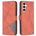 BINFEN COLOR For Samsung Galaxy S24 FE Phone Cases Wallet Stand Geometry Imprint Leather Cover