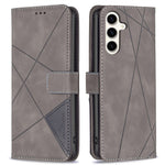 BINFEN COLOR For Samsung Galaxy S24 FE Phone Cases Wallet Stand Geometry Imprint Leather Cover