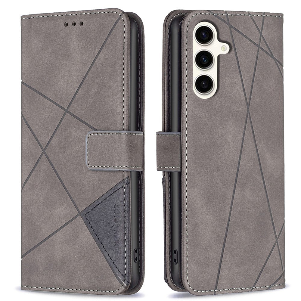 BINFEN COLOR For Samsung Galaxy S24 FE Phone Cases Wallet Stand Geometry Imprint Leather Cover