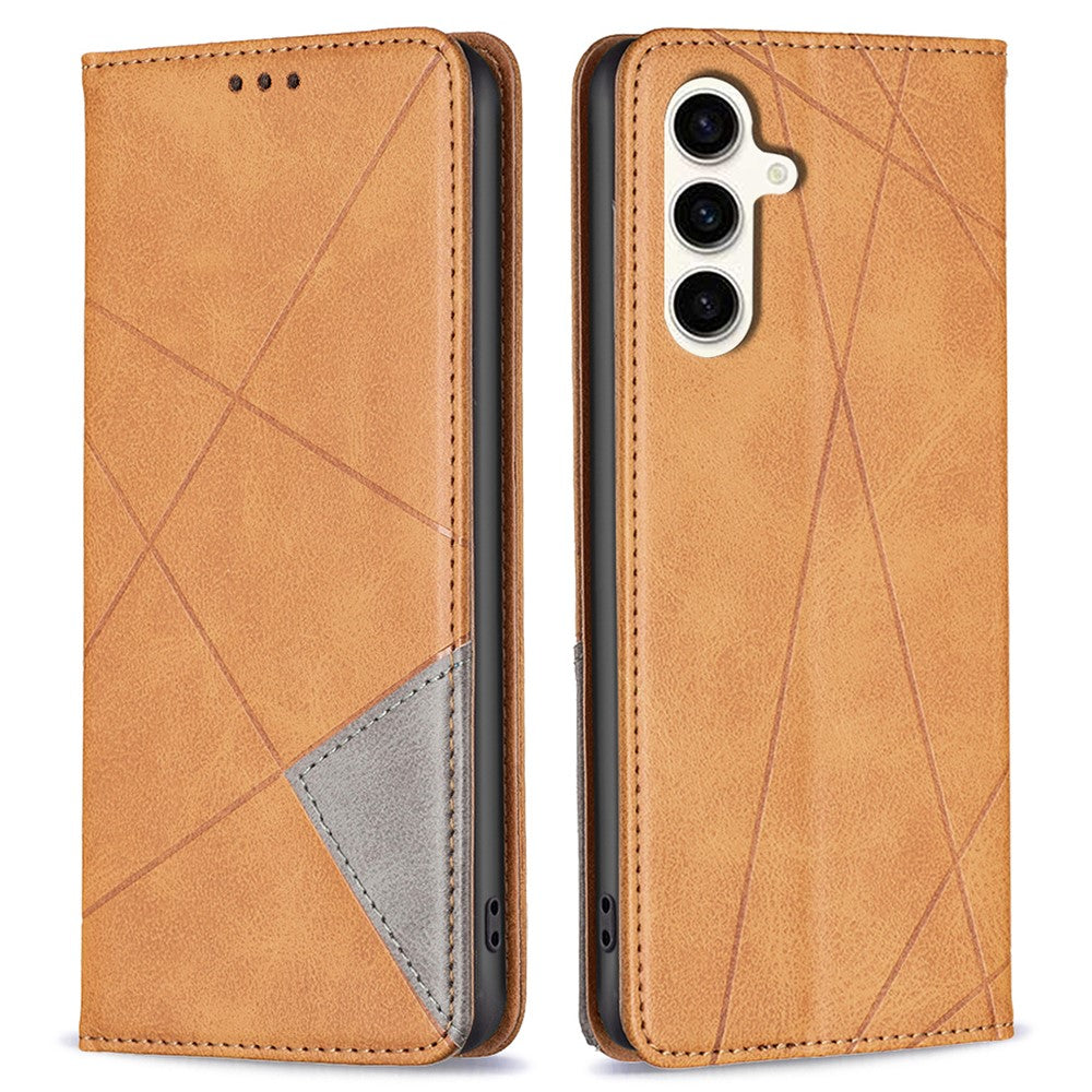 For Samsung Galaxy S24 FE Case Card Slots Leather Phone Cover Rhombus Imprint