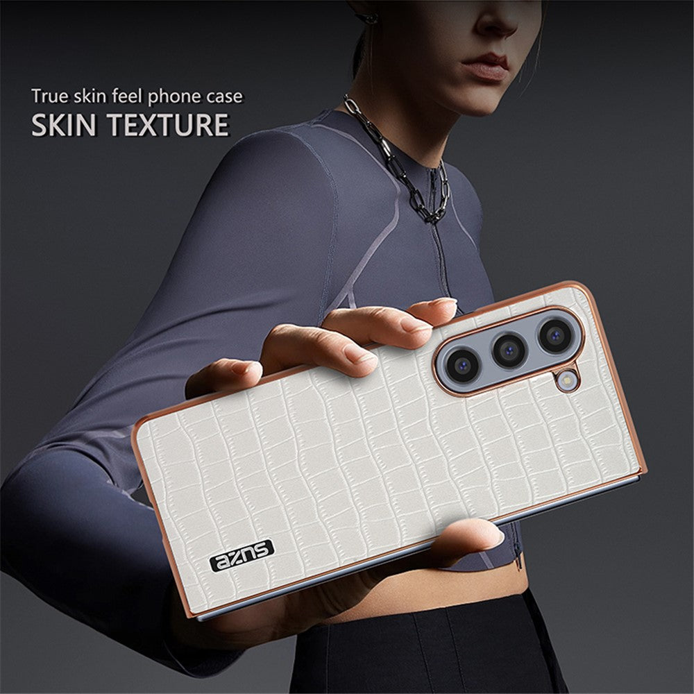 AZNS For Samsung Galaxy Z Fold6 5G Case Crocodile Texture PU Leather+PC Phone Cover