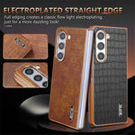 AZNS For Samsung Galaxy Z Fold6 5G Case Crocodile Texture PU Leather+PC Phone Cover