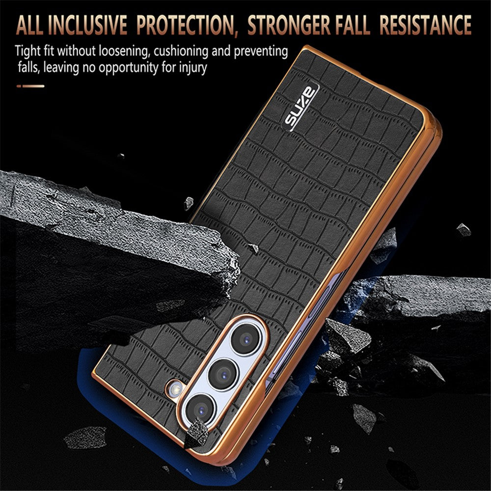 AZNS For Samsung Galaxy Z Fold6 5G Case Crocodile Texture PU Leather+PC Phone Cover