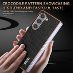 AZNS For Samsung Galaxy Z Fold6 5G Case Crocodile Texture PU Leather+PC Phone Cover