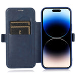 Til iPhone 14 Pro etui med skydelåge til kamera, folio cover i PU-læder med stander og kortholder