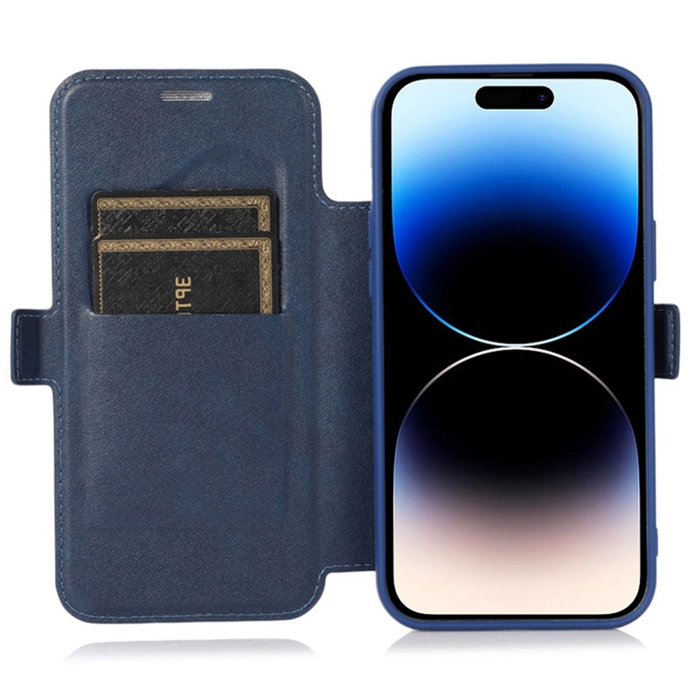 Til iPhone 14 Pro etui med skydelåge til kamera, folio cover i PU-læder med stander og kortholder