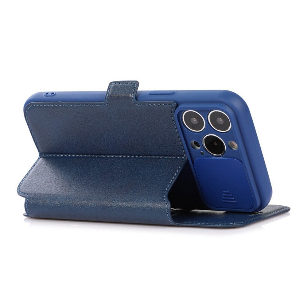 Til iPhone 14 Pro etui med skydelåge til kamera, folio cover i PU-læder med stander og kortholder