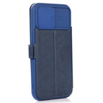 Til iPhone 14 Pro etui med skydelåge til kamera, folio cover i PU-læder med stander og kortholder