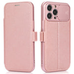 Til iPhone 14 Pro etui med skydelåge til kamera, folio cover i PU-læder med stander og kortholder