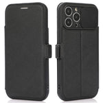 Til iPhone 14 Pro etui med skydelåge til kamera, folio cover i PU-læder med stander og kortholder