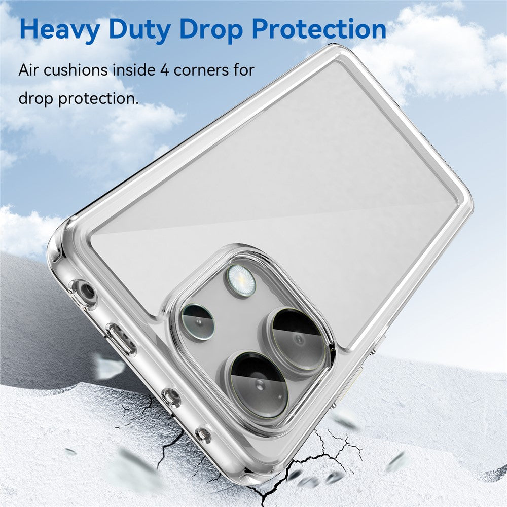 For Xiaomi Redmi Note 13 4G Case Ultra-Transparent Phone Cover with Electroplated Buttons (Big Rear Lens Hole)