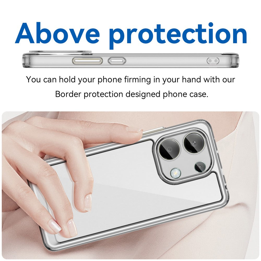 For Xiaomi Redmi Note 13 4G Case Ultra-Transparent Phone Cover with Electroplated Buttons (Big Rear Lens Hole)