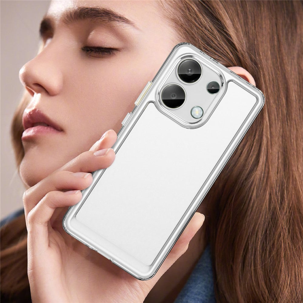 For Xiaomi Redmi Note 13 4G Case Ultra-Transparent Phone Cover with Electroplated Buttons (Big Rear Lens Hole)