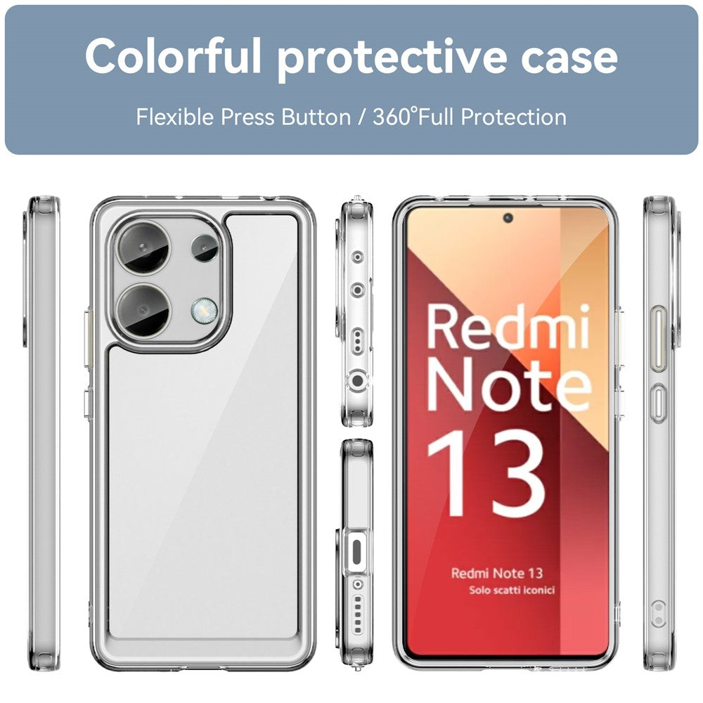 For Xiaomi Redmi Note 13 4G Case Ultra-Transparent Phone Cover with Electroplated Buttons (Big Rear Lens Hole)