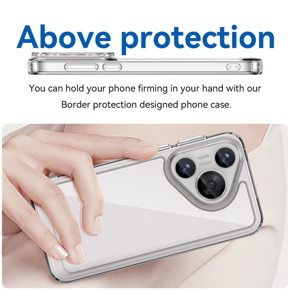 Huawei Pura 70 Pro / 70 Pro+ skal ultratransparent mobilskal med elektropläterade knappar (stort bakre linshål)
