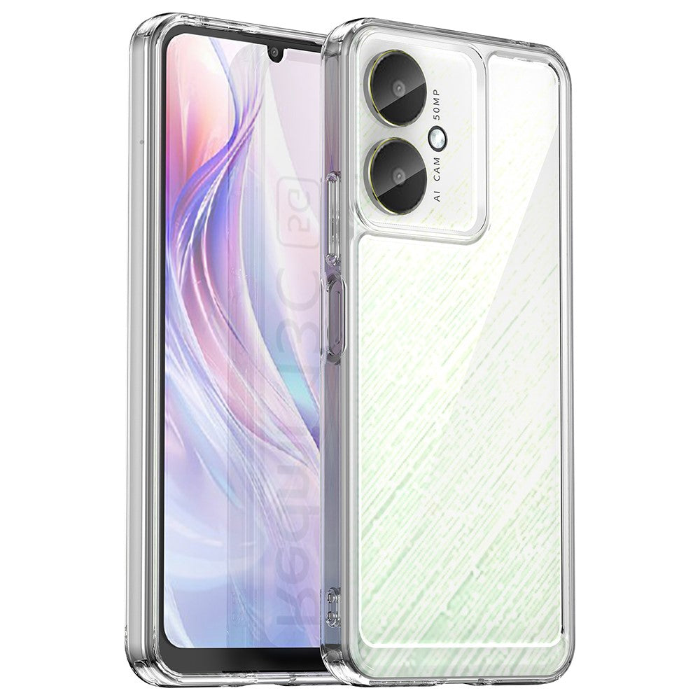 For Xiaomi Redmi 13C 4G  /  5G  /  13R 5G  /  Poco M6 5G Case Electroplated Buttons Clear Phone Cover (Big Rear Lens Hole)