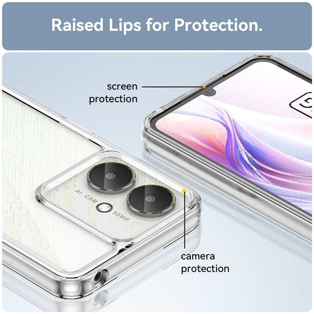 For Xiaomi Redmi 13C 4G  /  5G  /  13R 5G  /  Poco M6 5G Case Electroplated Buttons Clear Phone Cover (Big Rear Lens Hole)