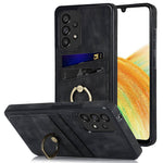 Til Samsung Galaxy A33 5G Etui med kortlommer Retro PU-læderbelagt TPU-telefoncover med ringholderstativ
