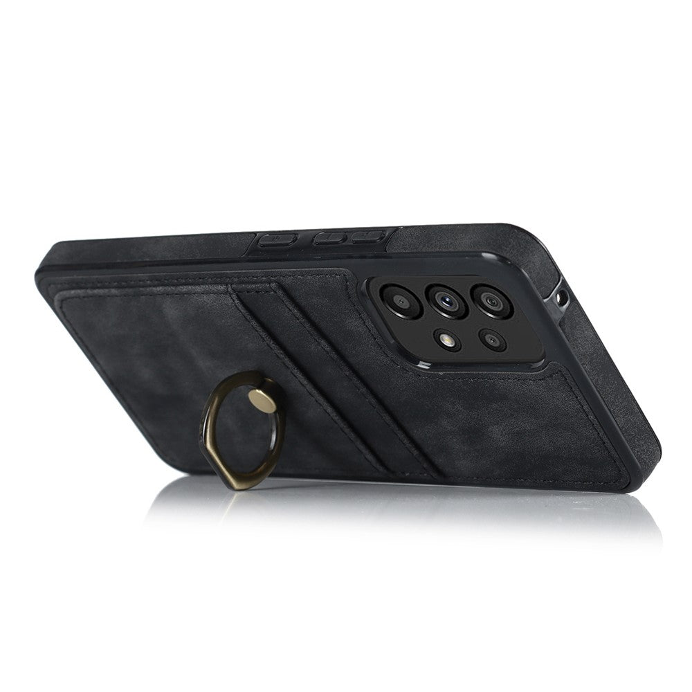 Til Samsung Galaxy A33 5G Etui med kortlommer Retro PU-læderbelagt TPU-telefoncover med ringholderstativ
