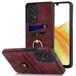 Til Samsung Galaxy A33 5G Etui med kortlommer Retro PU-læderbelagt TPU-telefoncover med ringholderstativ