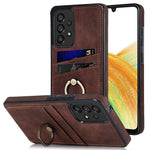 Til Samsung Galaxy A33 5G Etui med kortlommer Retro PU-læderbelagt TPU-telefoncover med ringholderstativ