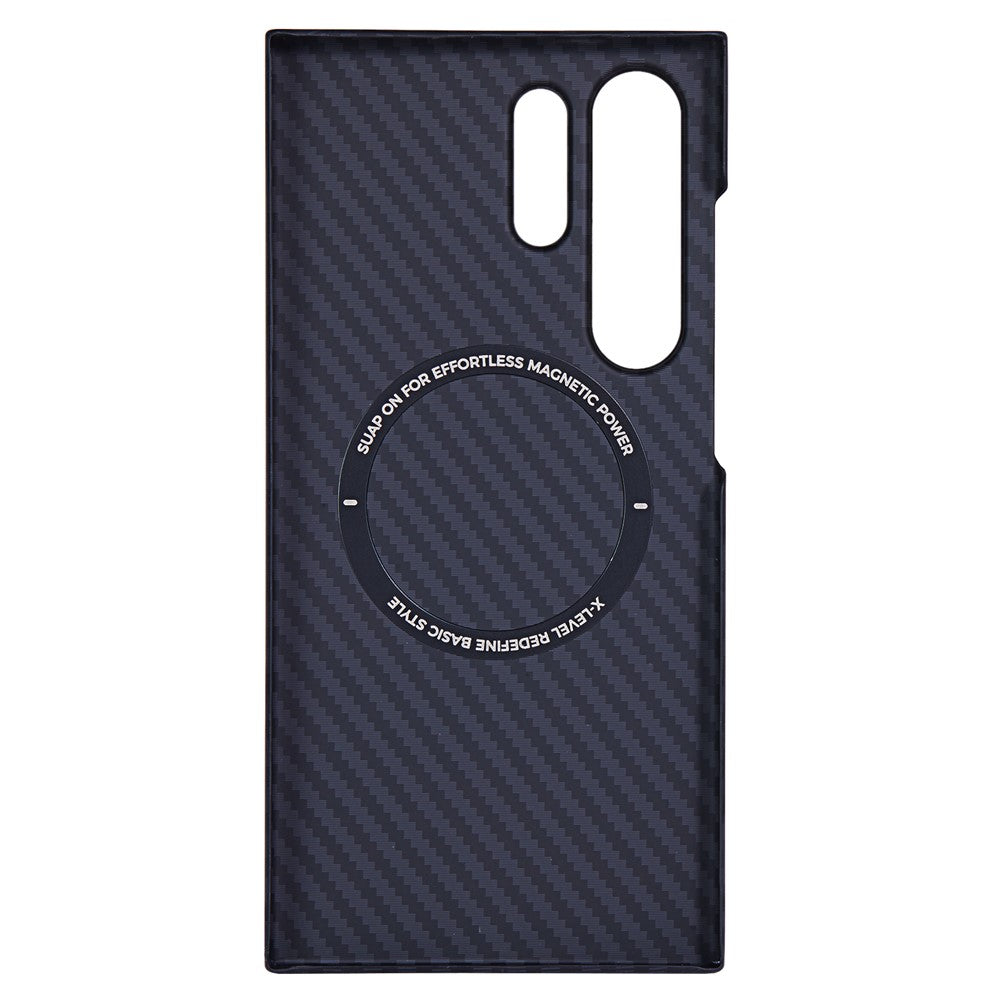 X-LEVEL För Samsung Galaxy S23 Ultra Skal Magnetiskt Ultratunt PC Hårt mobilskal Kolfiberstruktur