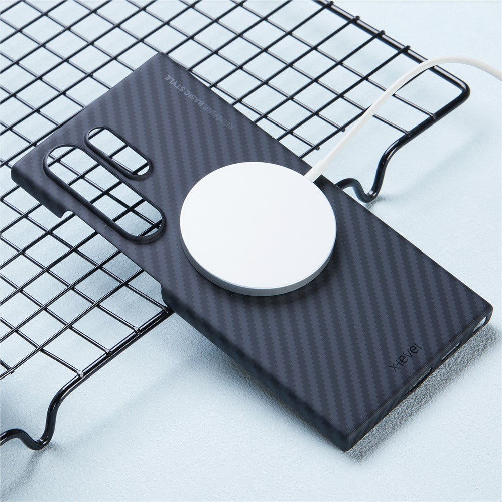 X-LEVEL För Samsung Galaxy S23 Ultra Skal Magnetiskt Ultratunt PC Hårt mobilskal Kolfiberstruktur