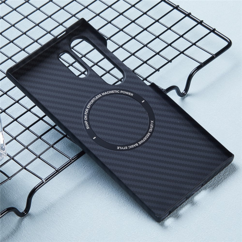 X-LEVEL För Samsung Galaxy S23 Ultra Skal Magnetiskt Ultratunt PC Hårt mobilskal Kolfiberstruktur