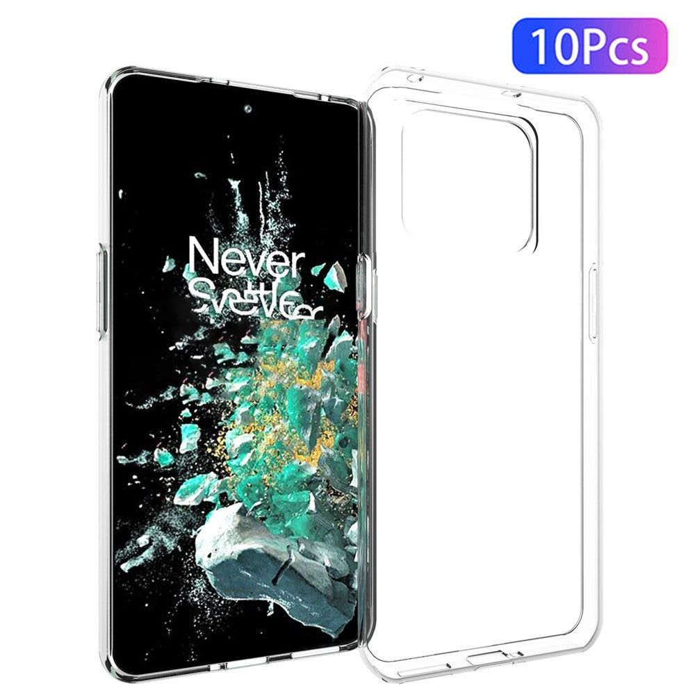 10 st/förpackning till OnePlus 10T 5G / Ace Pro 5G, reptåligt kristallklart TPU-skal med fläckfri insida