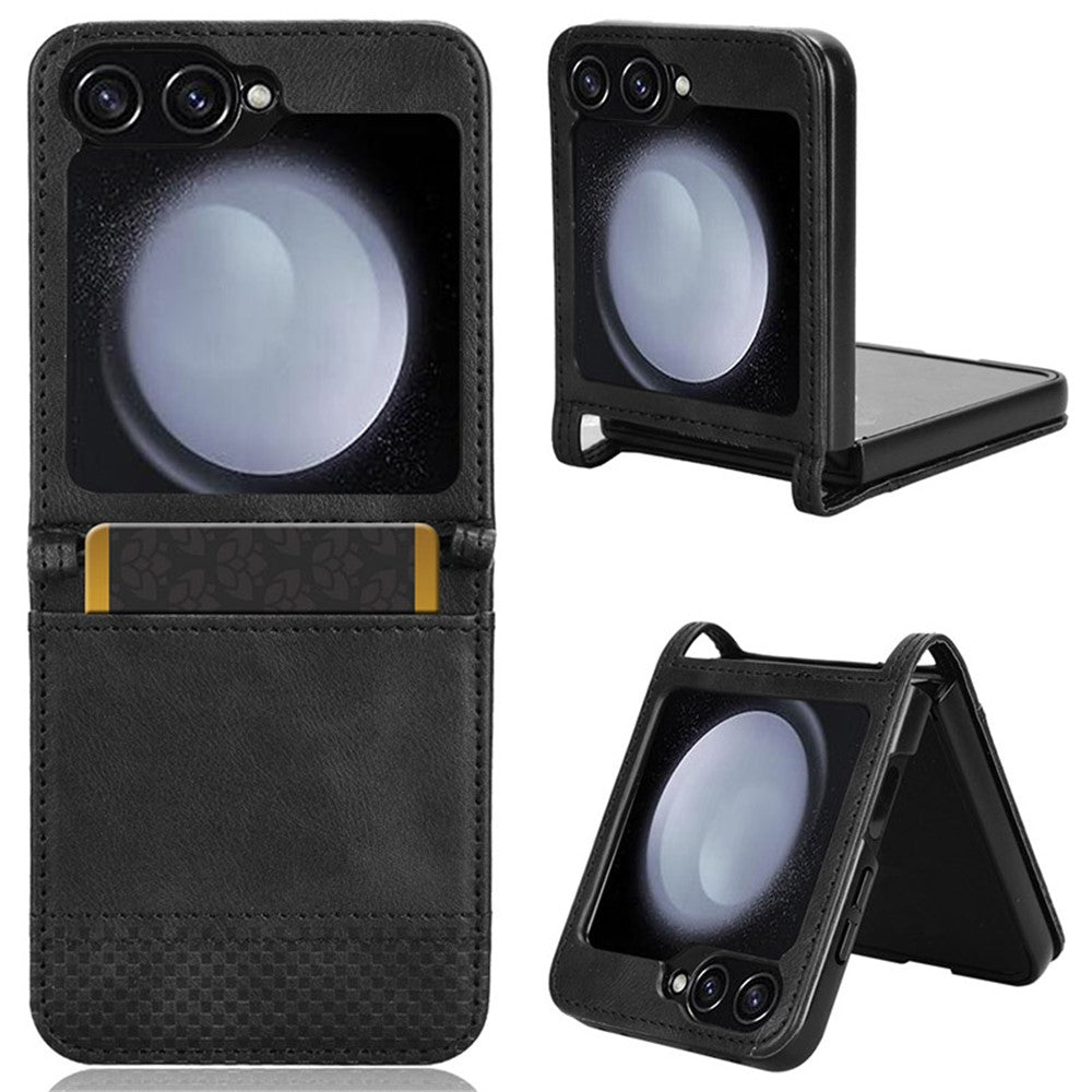 Samsung Galaxy Z Flip7 FE 5G / Z Flip6 5G Skal Retrotextur Heldelad Design PU-läder+PC mobilskal med Kortplats