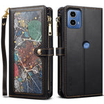 ESEBLE Galaxy Series For Motorola Moto G24 Power Case Leather Phone Cover with Purse Card Holder RFID Blocking