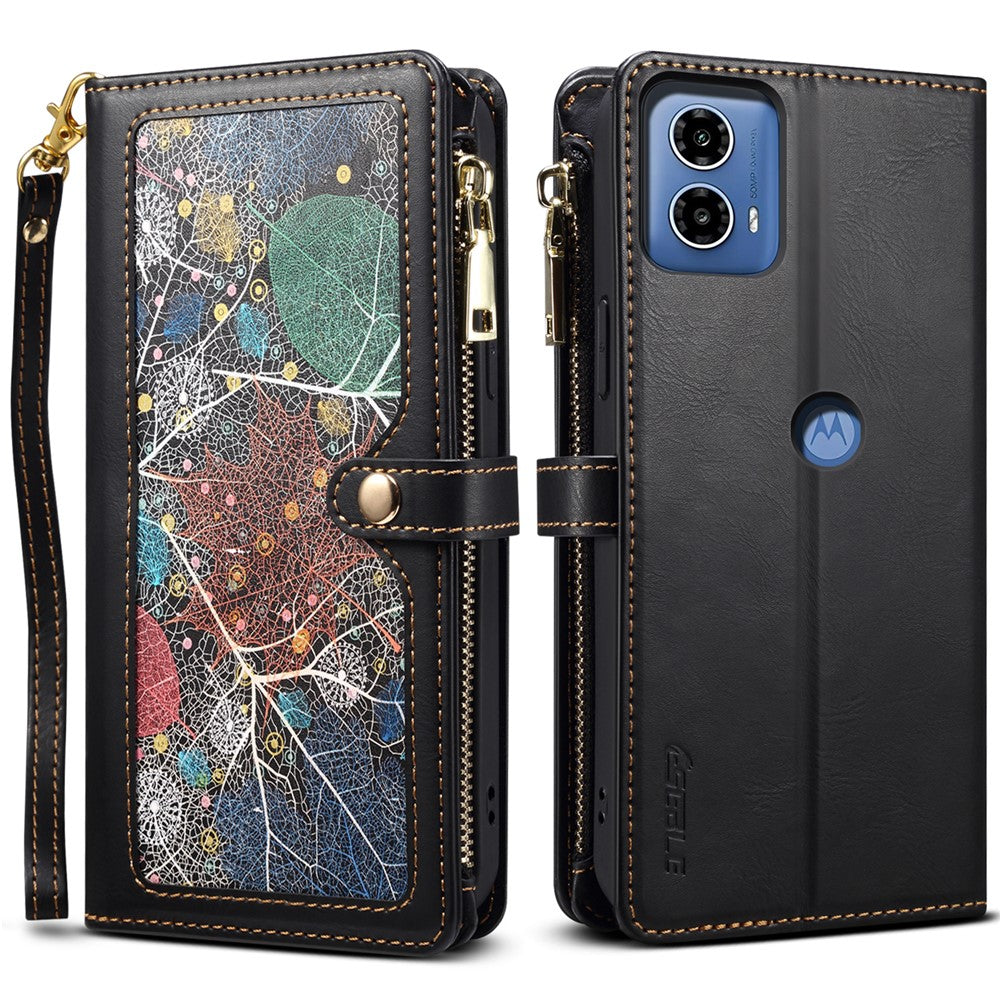 ESEBLE Galaxy Series For Motorola Moto G24 Power Case Leather Phone Cover with Purse Card Holder RFID Blocking