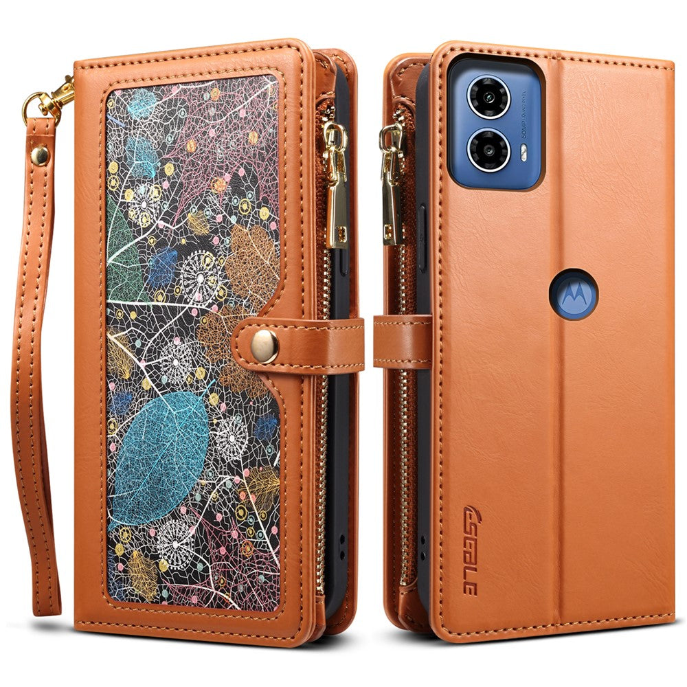 ESEBLE Galaxy Series For Motorola Moto G24 Power Case Leather Phone Cover with Purse Card Holder RFID Blocking