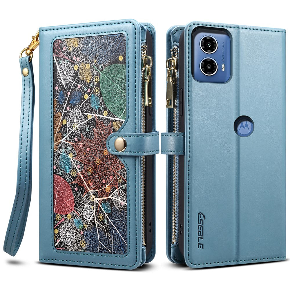 ESEBLE Galaxy Series For Motorola Moto G24 Power Case Leather Phone Cover with Purse Card Holder RFID Blocking