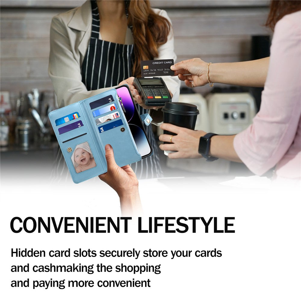 ESEBLE Galaxy Series til Samsung Galaxy S24 FE Etui RFID-blokerende lædertelefoncover med 2 stropper