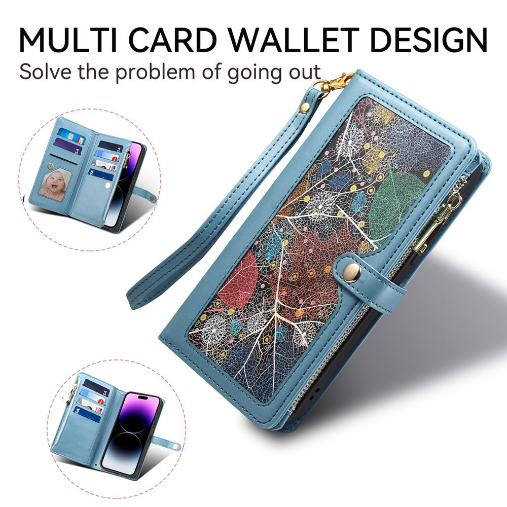 ESEBLE Galaxy Series til Samsung Galaxy S24 FE Etui RFID-blokerende lædertelefoncover med 2 stropper
