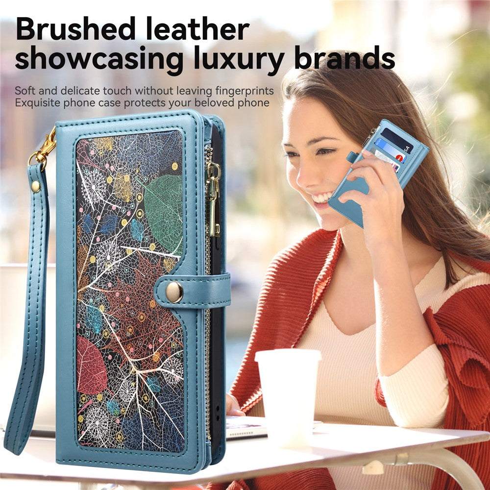 ESEBLE Galaxy Series til Samsung Galaxy S24 FE Etui RFID-blokerende lædertelefoncover med 2 stropper