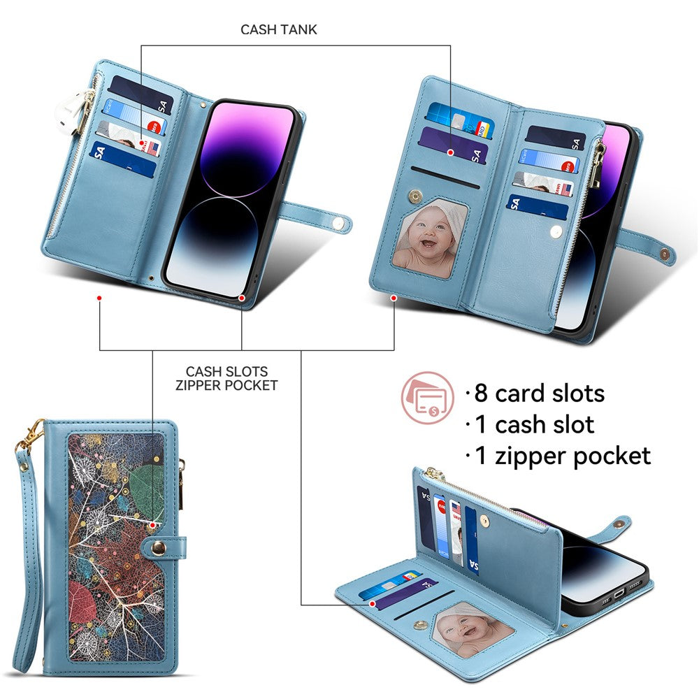 ESEBLE Galaxy Series til Samsung Galaxy S24 FE Etui RFID-blokerende lædertelefoncover med 2 stropper