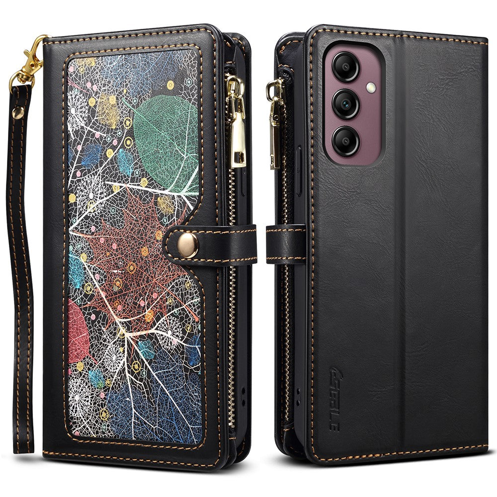 ESEBLE Galaxy Series til Samsung Galaxy S24 FE Etui RFID-blokerende lædertelefoncover med 2 stropper