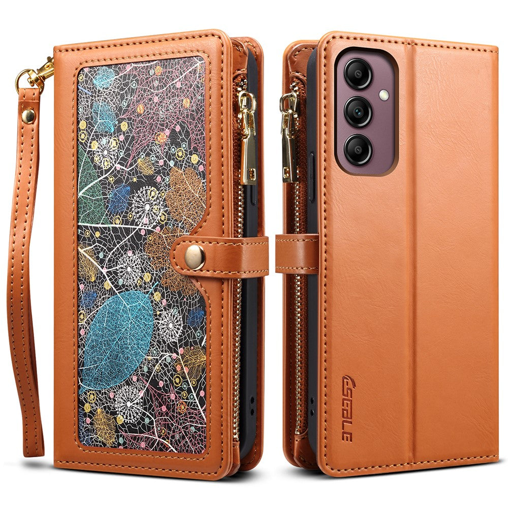 ESEBLE Galaxy Series til Samsung Galaxy S24 FE Etui RFID-blokerende lædertelefoncover med 2 stropper