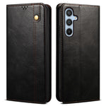 For Samsung Galaxy S24 FE Case Leather Phone Cover Waxy Crazy Horse Texture Magnetic Absorption