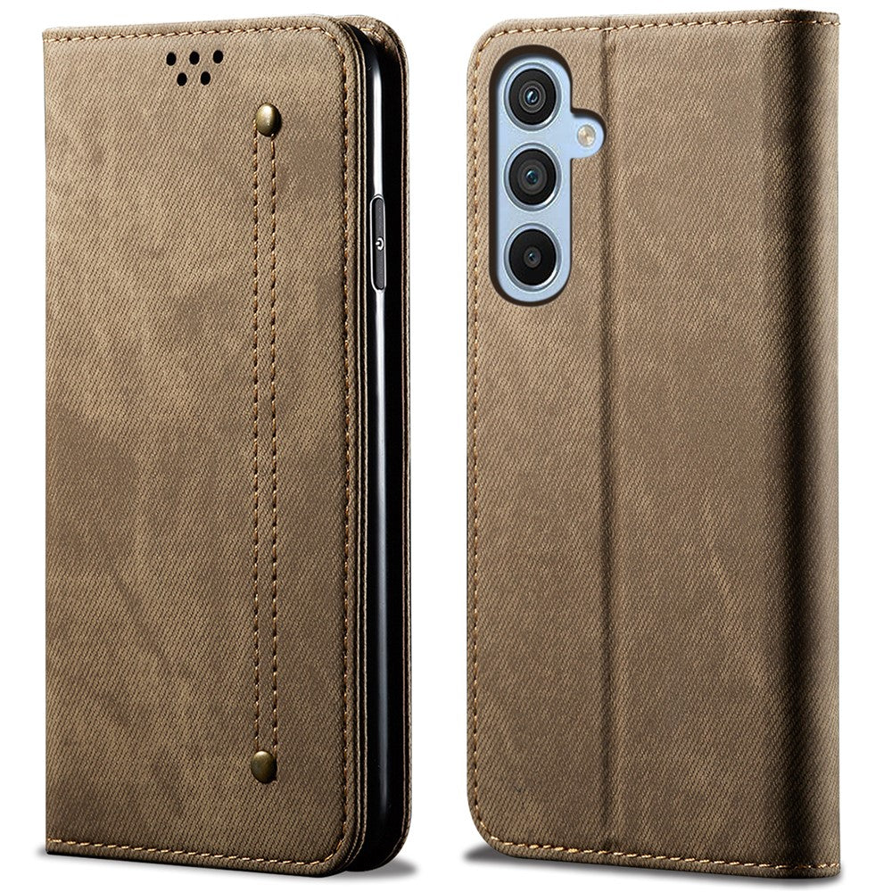 Til Samsung Galaxy S24 FE Etui Pung Flip Læder Telefoncover Jeans Stof Tekstur