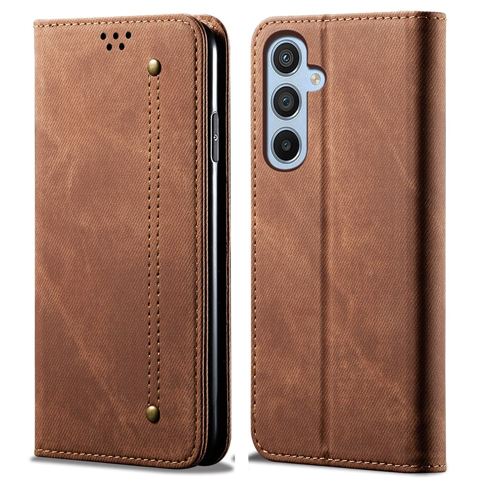 Til Samsung Galaxy S24 FE Etui Pung Flip Læder Telefoncover Jeans Stof Tekstur