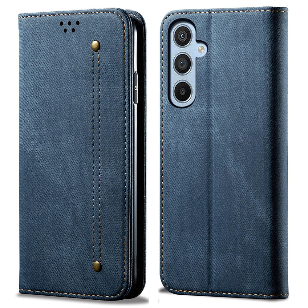 Samsung Galaxy S24 FE Plånboksfodral Flip Läder mobilfodral Jeans Tygstruktur