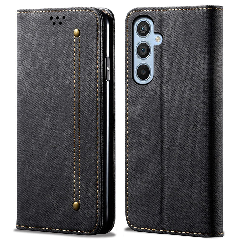 Samsung Galaxy S24 FE Plånboksfodral Flip Läder mobilfodral Jeans Tygstruktur